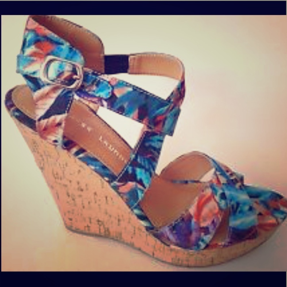 Chinese laundry floral strappy wedge
