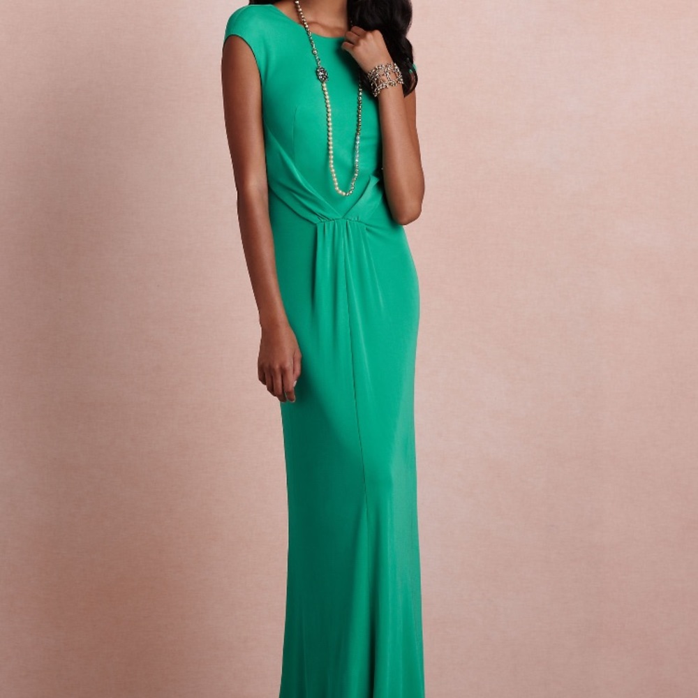 BHLDN size 6 long green dress NWT