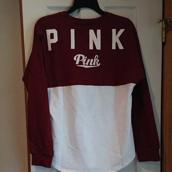 Long sleeve red n white t shirt blouse, PINK - Picture 3 of 3