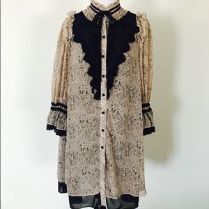 Artka Victorian neck button up dress size M