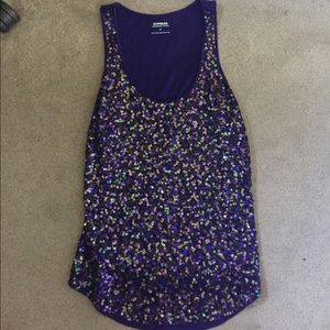 Express Purple Sequin Front Tank