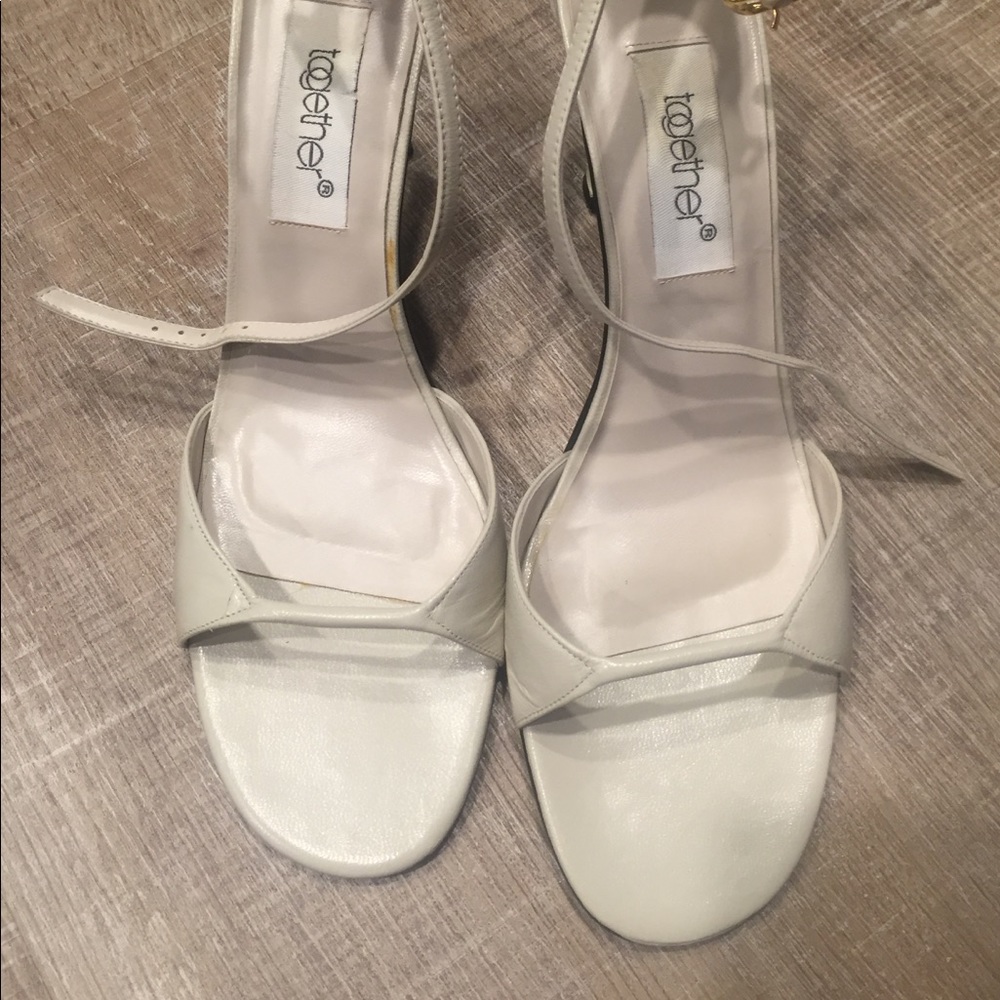 Cream ankle strap heels