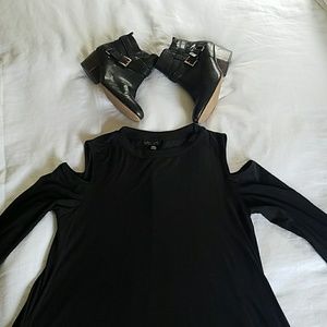 TOPSHOP Cold Shoulder Black Dress