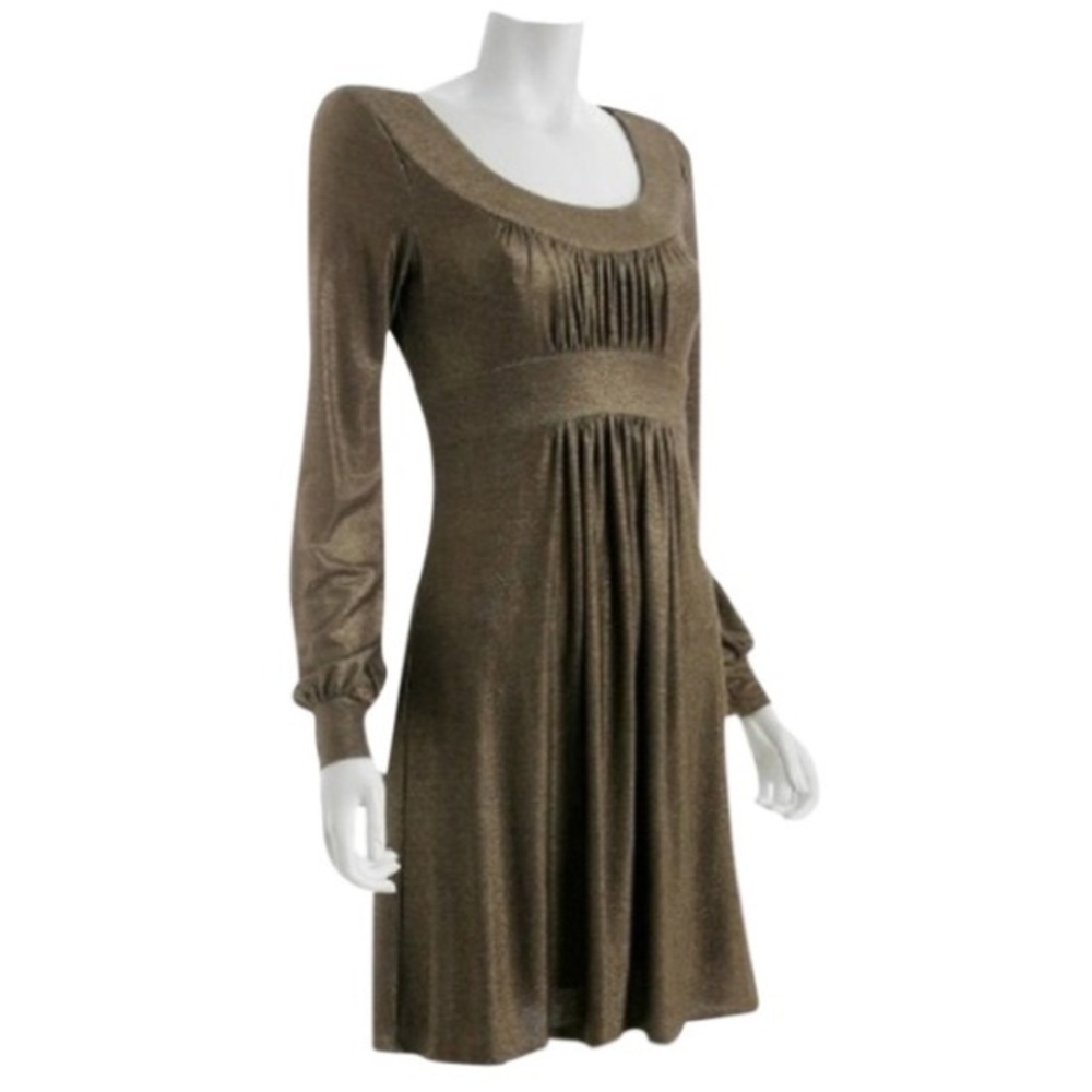A.B.S Long sleeve metallic gold dress