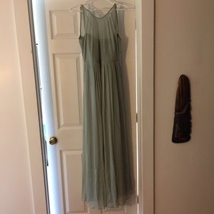 Floor length J. Crew sea foam green gown