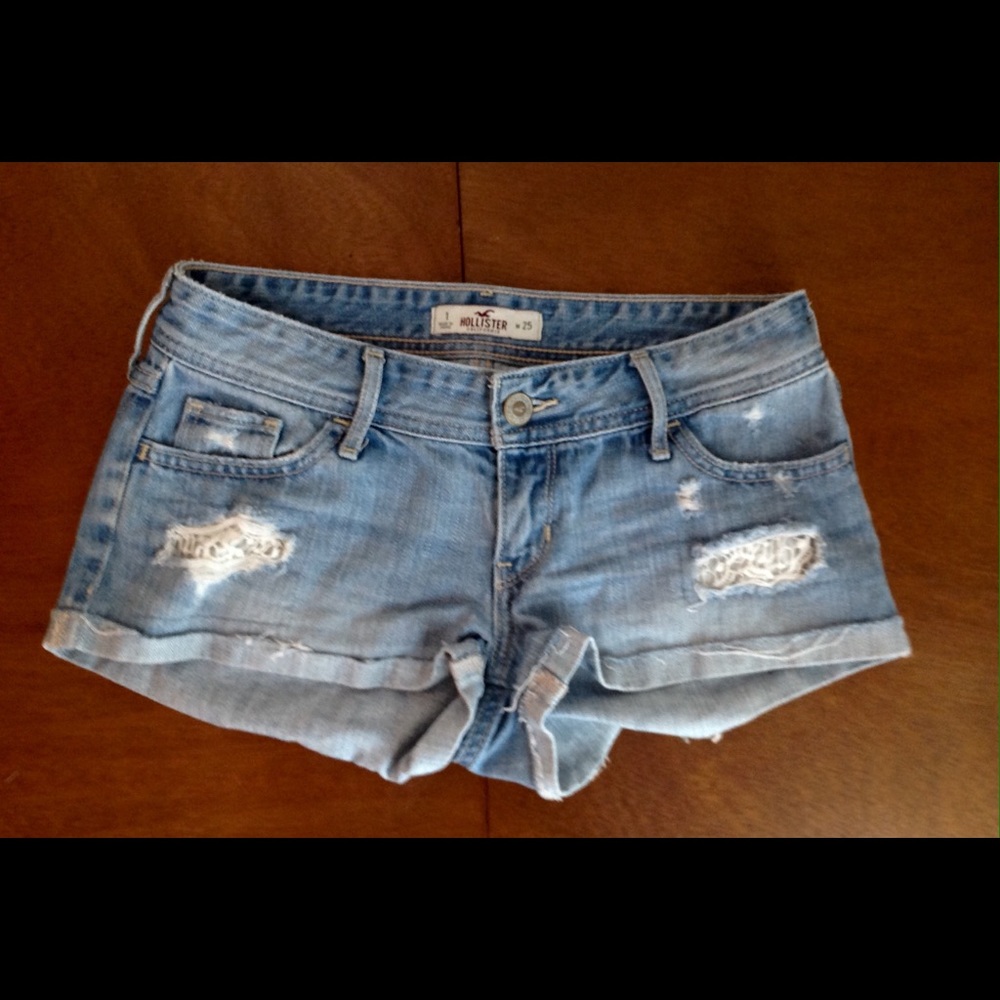 Light Wash Denim Lace Shorts