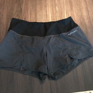Brooks Black&Gray Scalloped Bottom Running Shorts