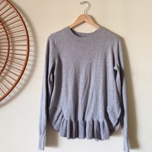 Grey Sweater with ruffle trim