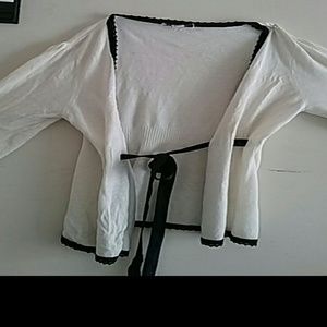 WOMENS Tie-waist cardigan crochet trim gorgeous