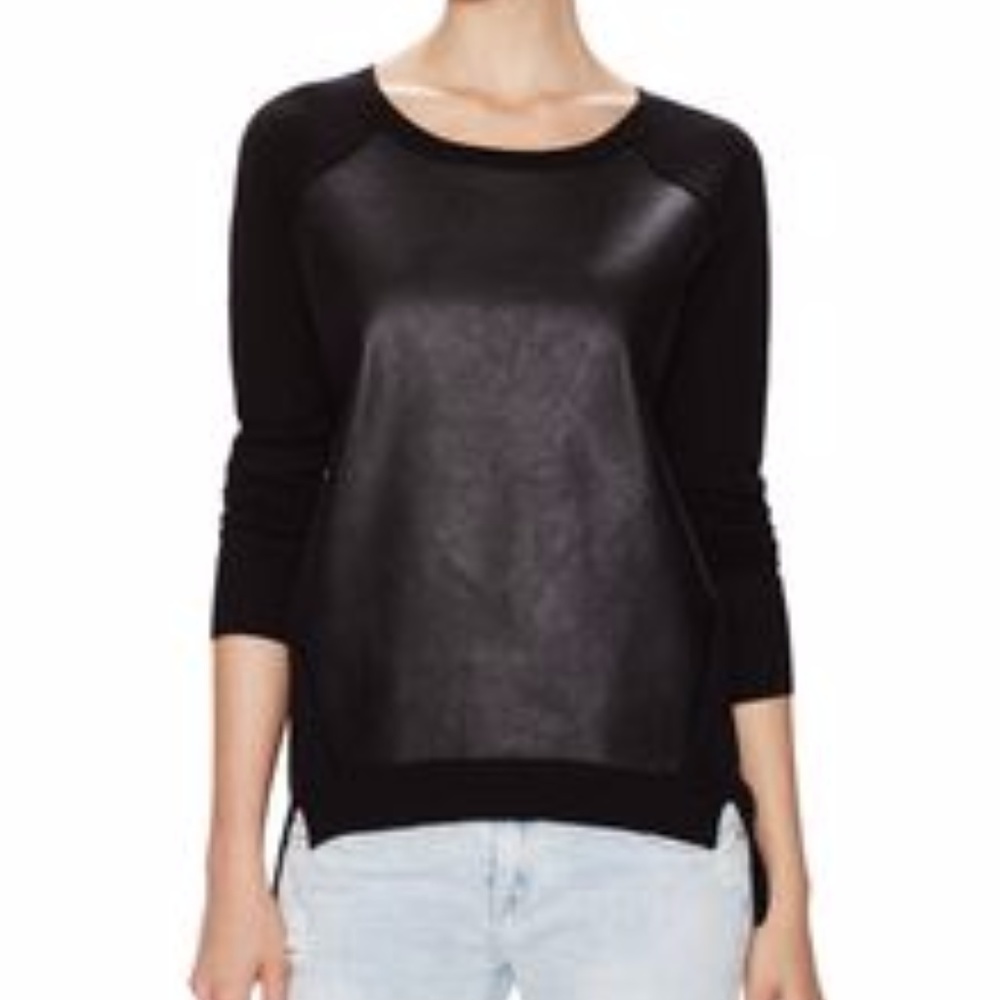 Firth Silk Cashmere Sweater, Faux Leather Front