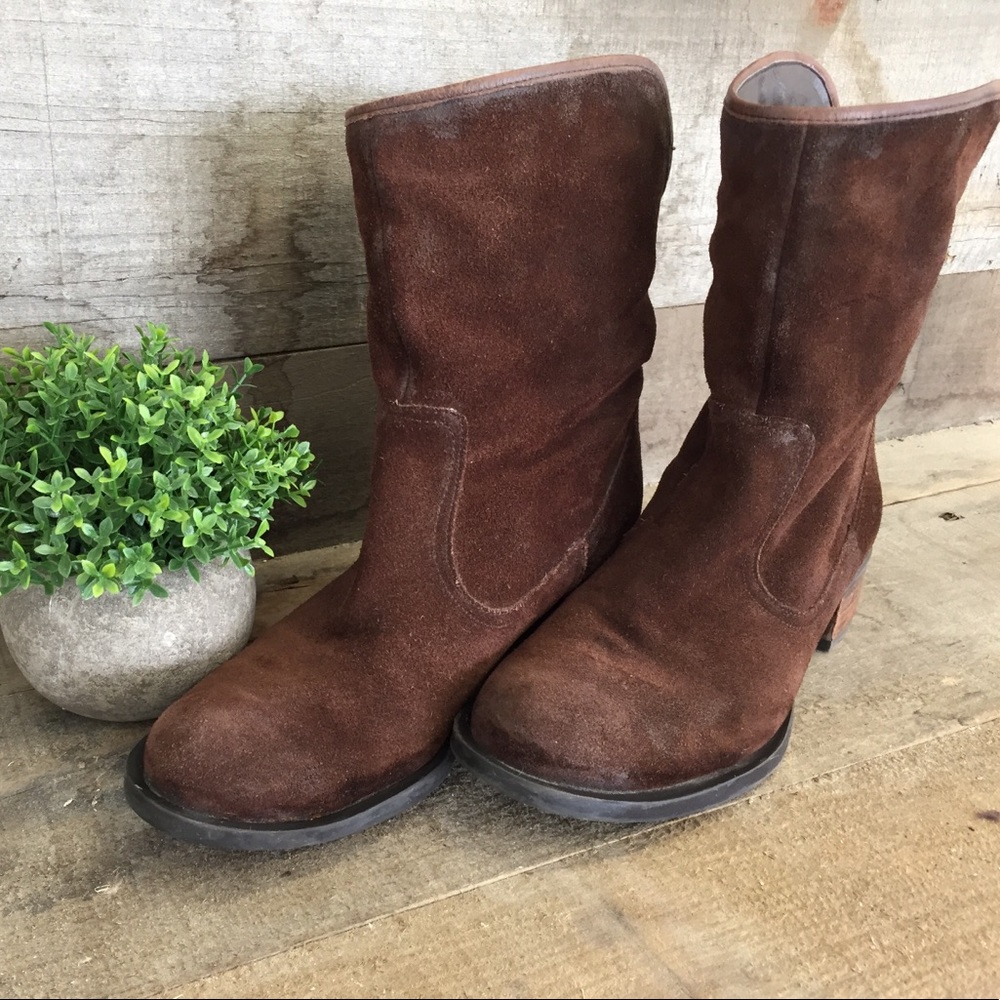 Brown suede boots