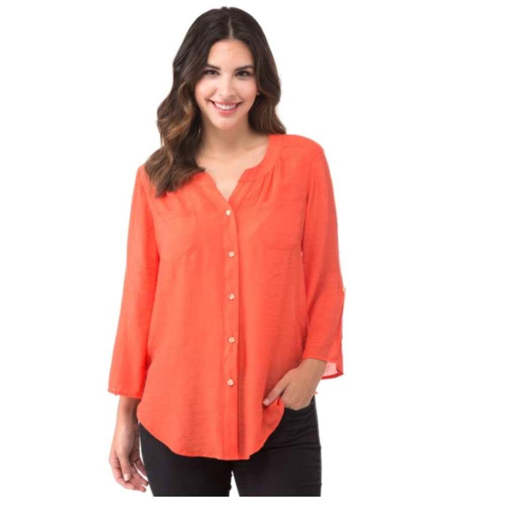 🍁🍂AGB Solid Gauze Tab Collar Shirt