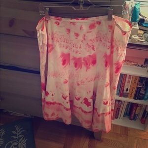 Lafayette 148 Silk Ink Splatter A-Line Skirt