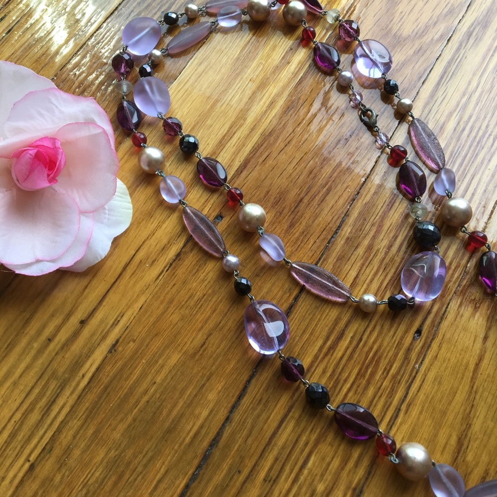 Purple stone/bead necklace