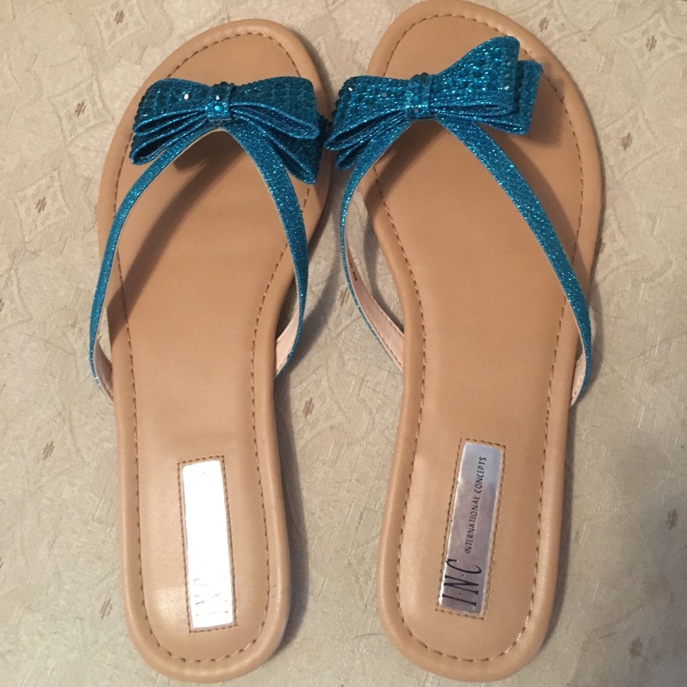 INC turquoise flip flop sandals
