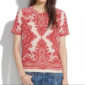 Madewell Paisely Loop Red Silk Tee