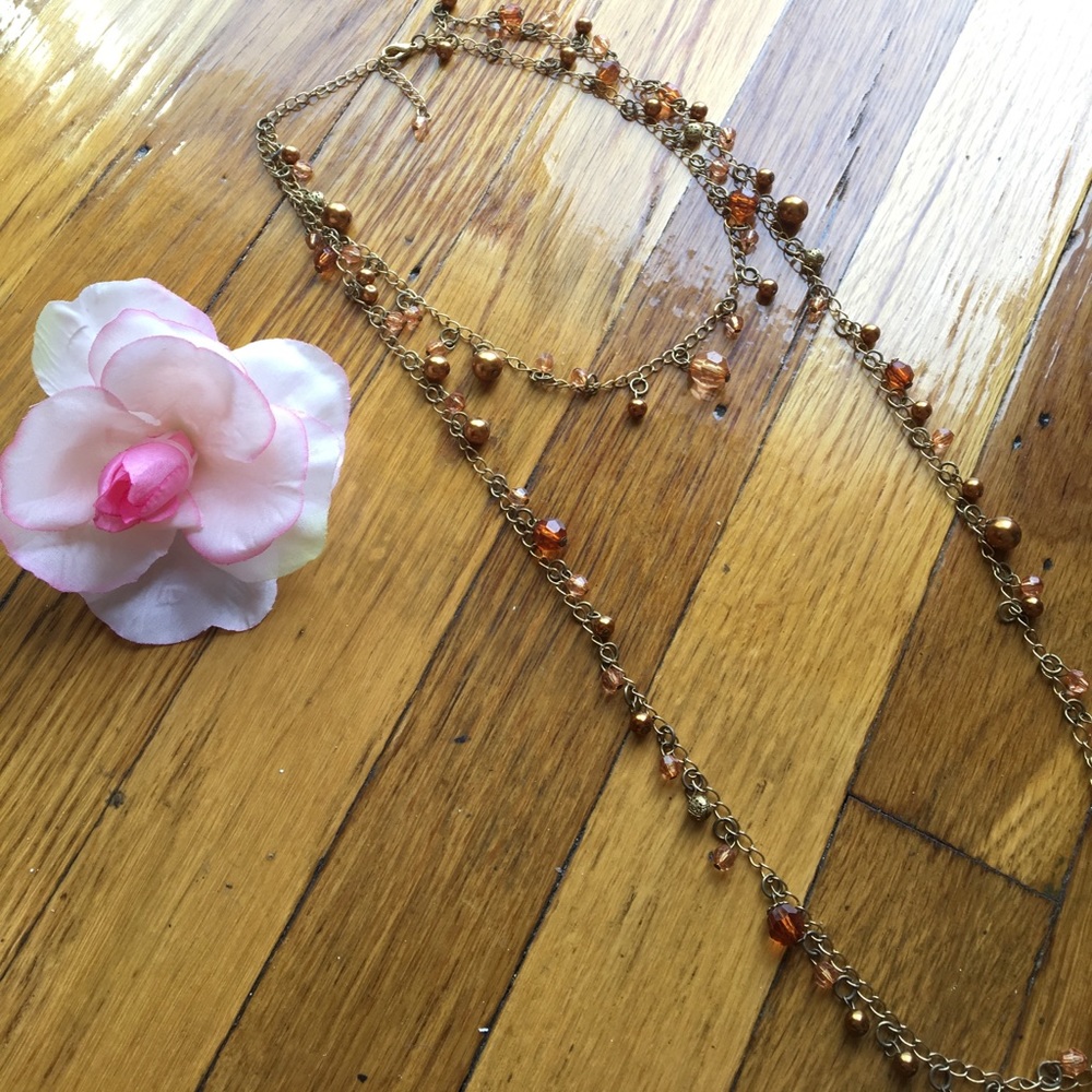 Orange and gold beaded necklace