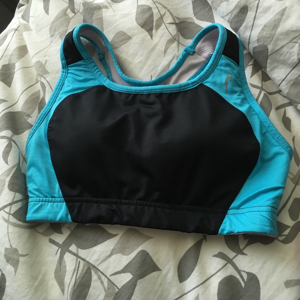 Black and blue sports bra