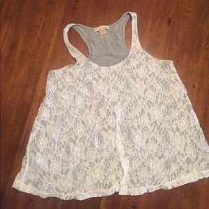 Gray and lace racer back tank