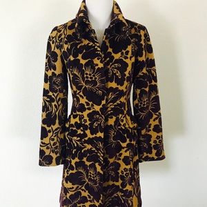 Purple/ mustard floral contrast pea coat size 2