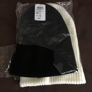 Two beanies black and cream