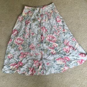 Floral ecote midi length skirt