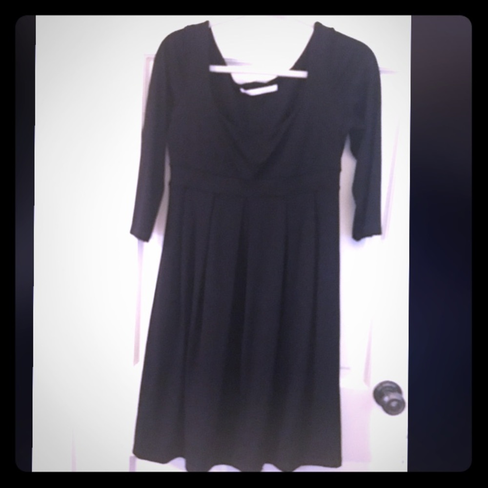 Susana Monaco black 3/4 sleeve a-line black dress