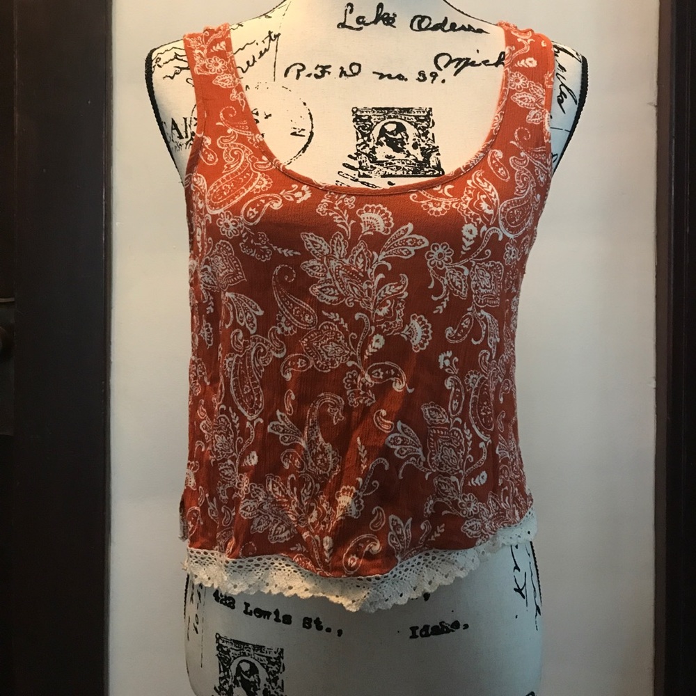 Paisley crop top with crotchet detail