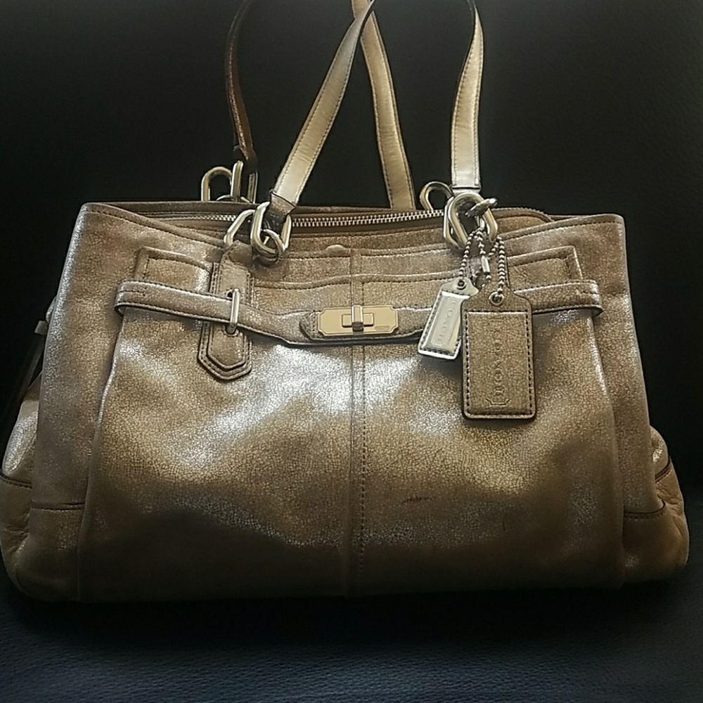 Silver Coach tote