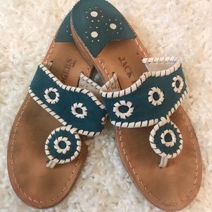 Teal Suede Jack Rogers Navajo Sandals - Exclusive