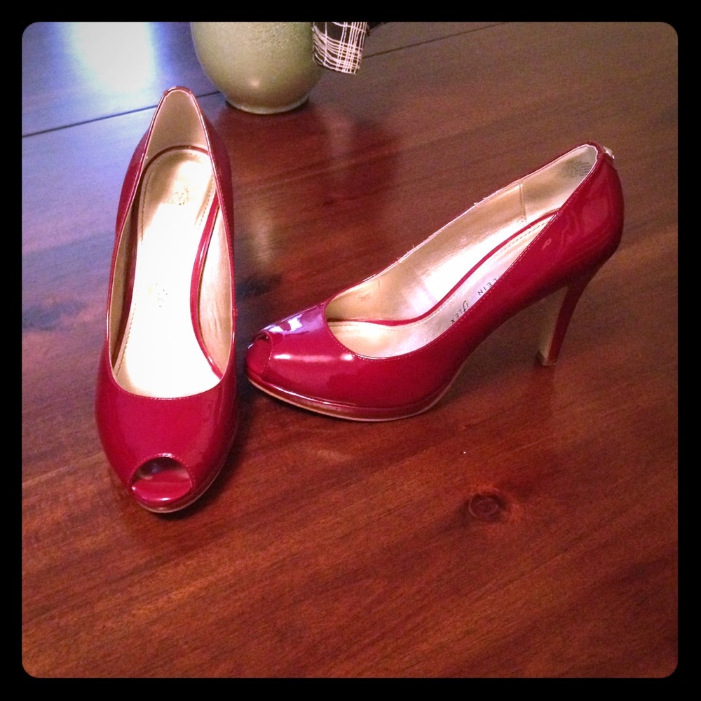 Anne Klein Peep Toe Patent Leather Platform Pumps
