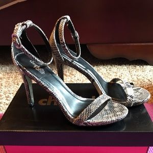 Ankle strap heels snake skin print Brand new!