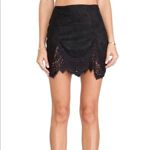 For Love & Lemons "Giddy Up Suede Skirt"