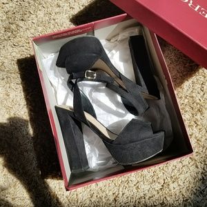 Aldo Black Strappy Platforms