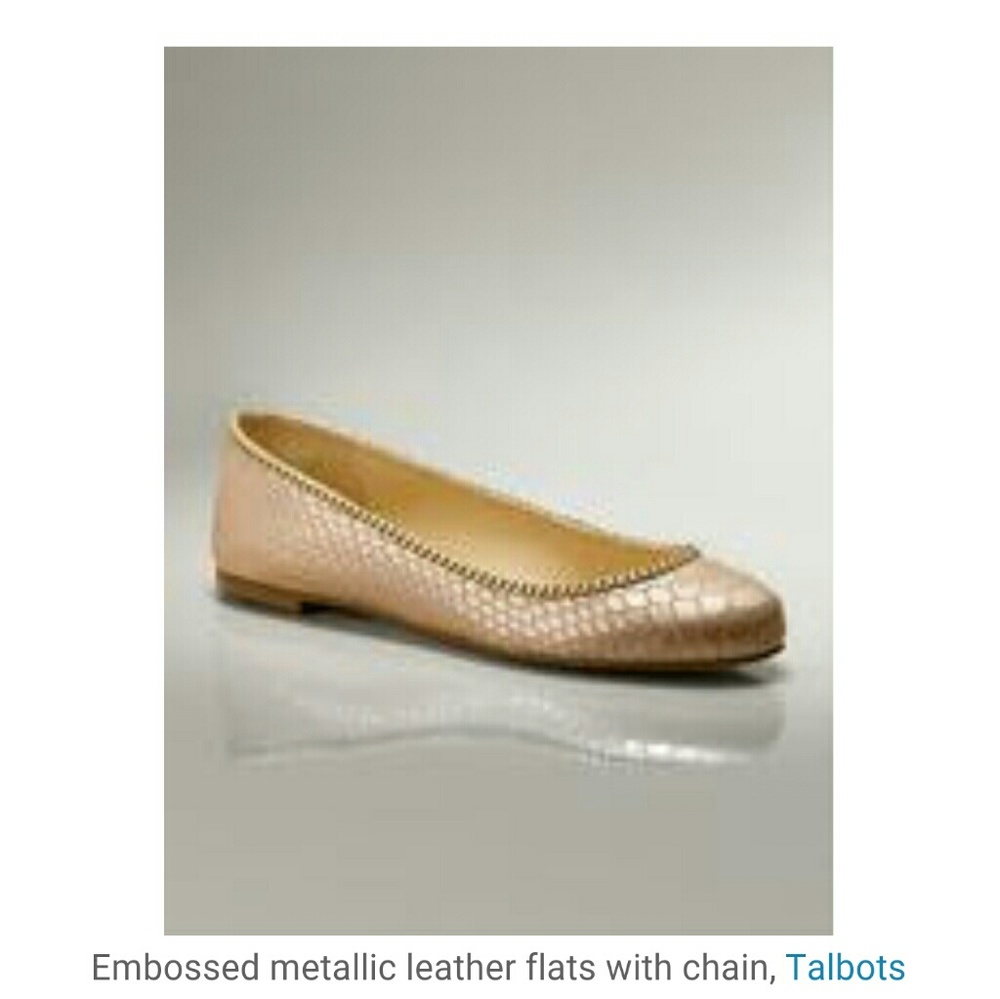Talbots Gold Metallic Snakeskin Flats Size 7