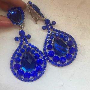 Royal blue pageant earrings