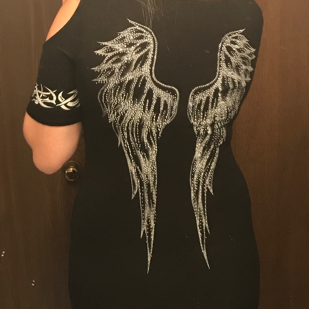Black angel wing dress