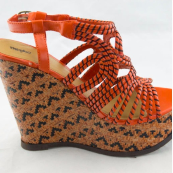 Mossimo Verlie Tubular Upper Wedge Sandal Orange - Picture 2 of 5