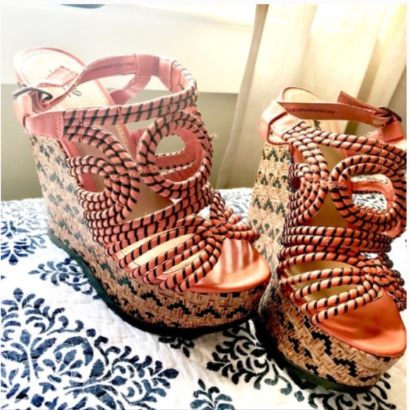 Mossimo Verlie Tubular Upper Wedge Sandal Orange - Picture 3 of 5