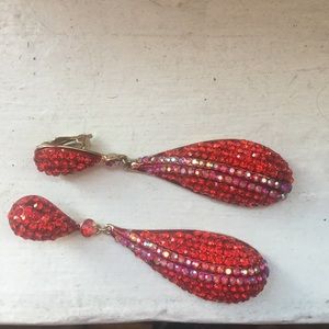 Red clip-on pageant earrings