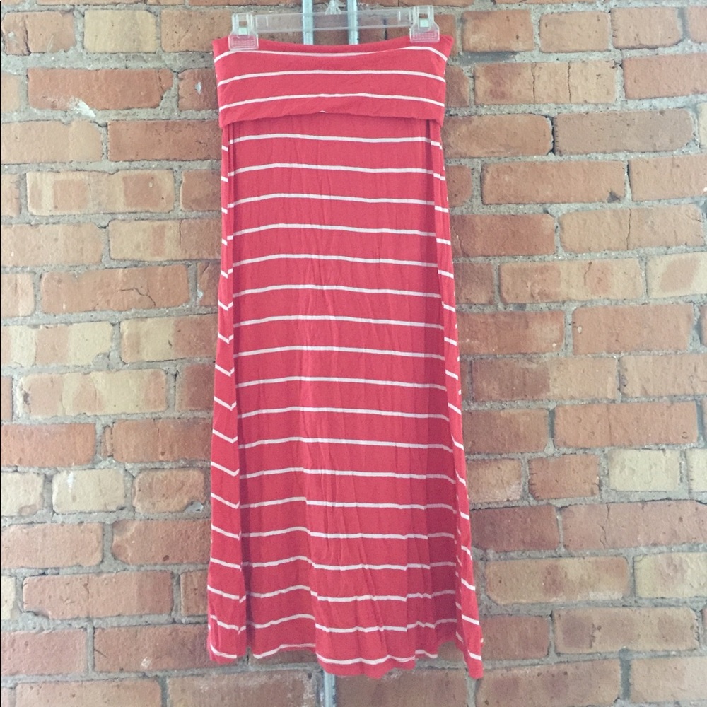 Pink striped maxi skirt