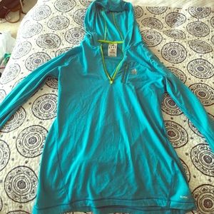 Turquoise and lime adidas tech fit pull over