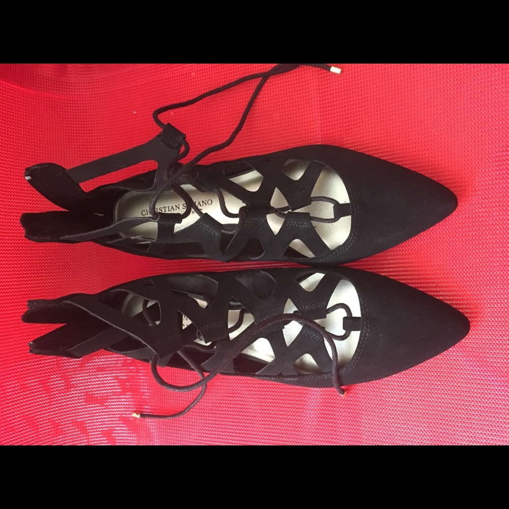 Christian Siriano Black Strappy Flats