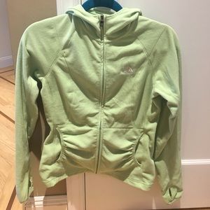 Green Northface hooded zip up jacket