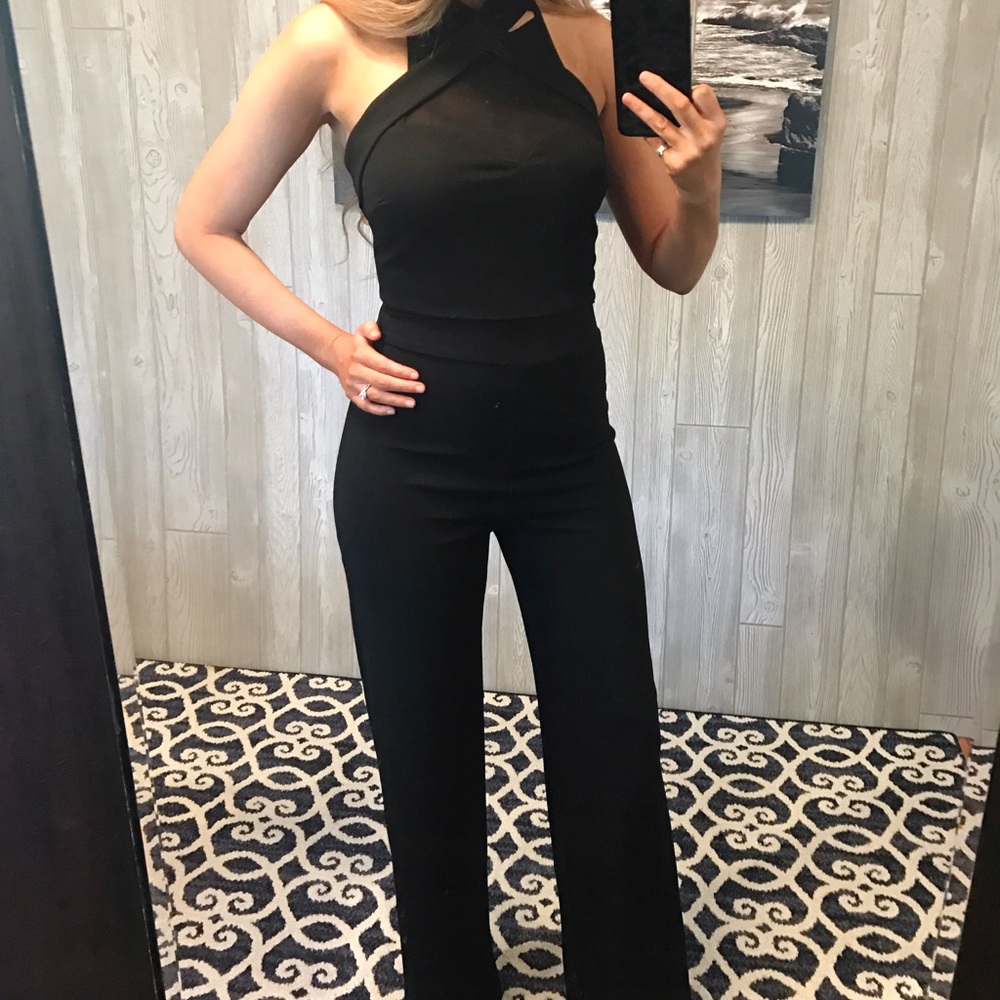 Black Jumpsuit with Mesh Inserts