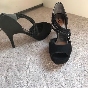 Black open toe high heels!