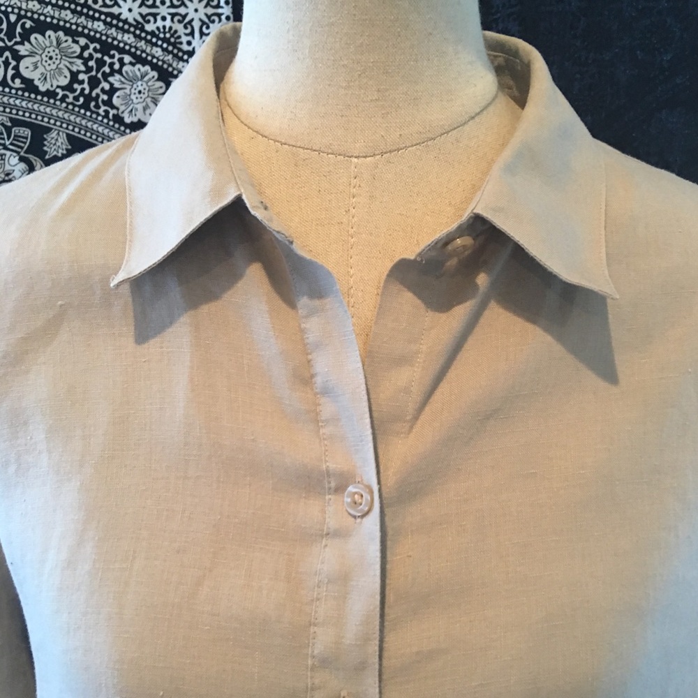 Chico's No Iron, light tan,  Linen Shirt-Chico's 2