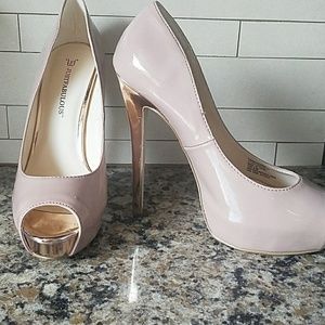 JUSTFAB size 8 platform peeptoe pumps