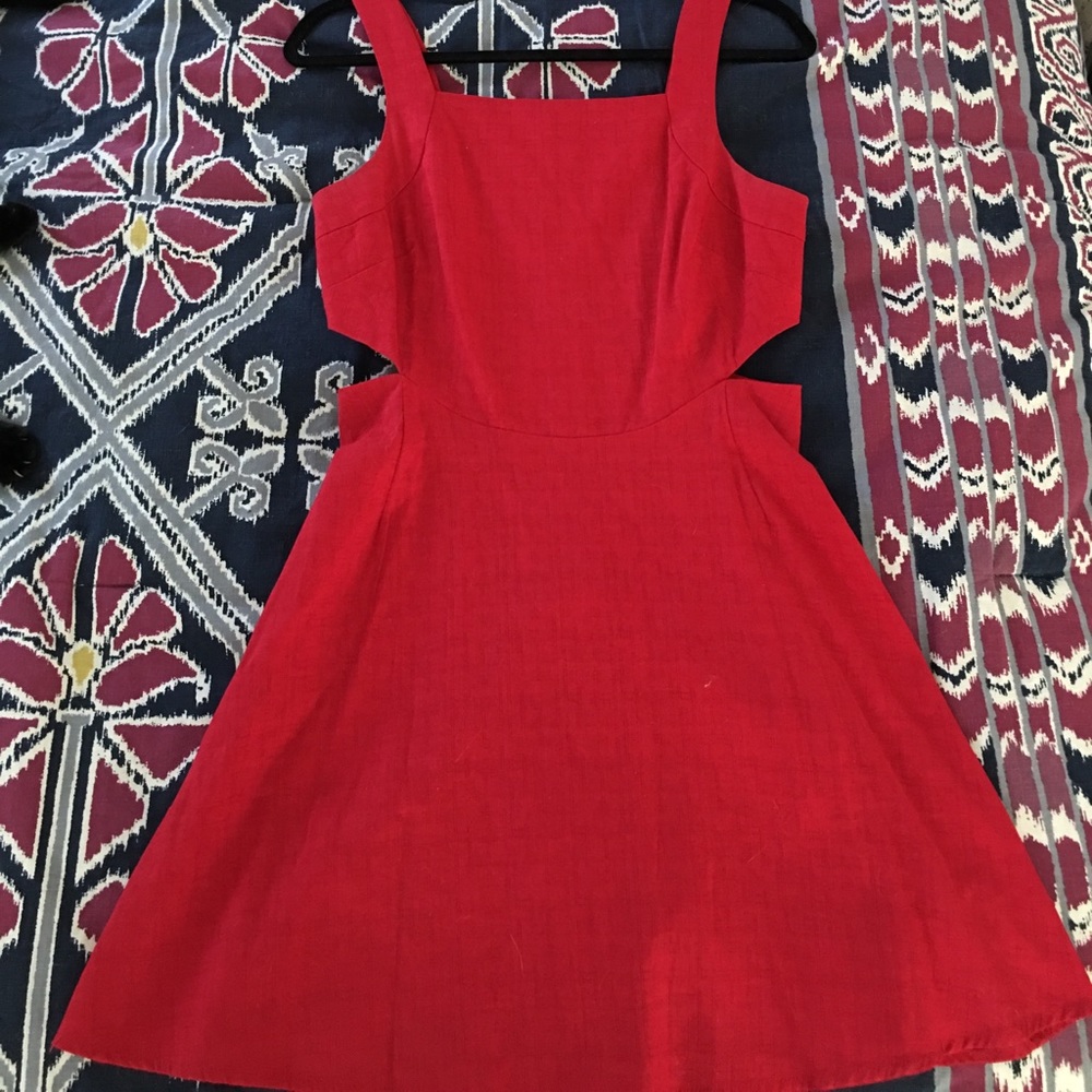 Sizzling hot cut out red linen dress