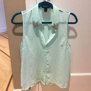 Light mint green tank top blouse